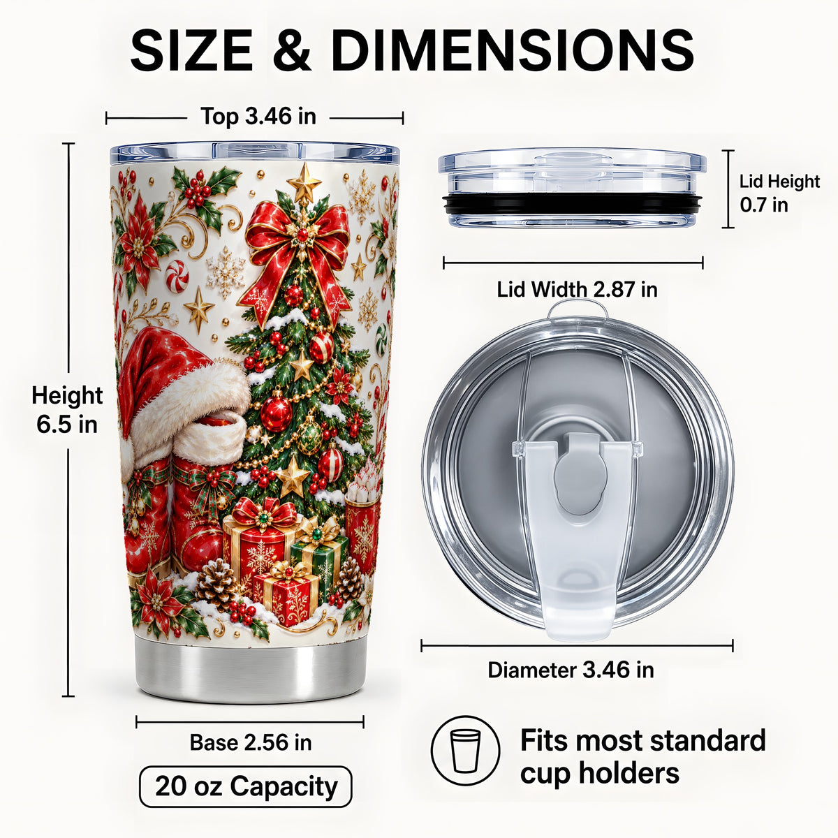 #pl[20oz|Steel] Elegant Christmas Tumbler 20oz, Festive Stainless Steel Travel Cup