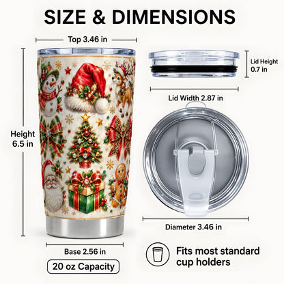 #pl[20oz|Steel] Ornate Christmas Tumbler 20oz, Leopard Bow Steel Travel Cup