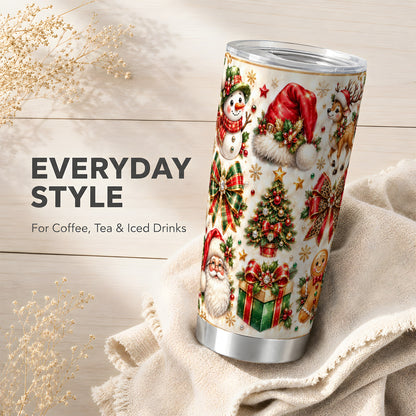 Ornate Christmas Tumbler 20oz, Leopard Bow Steel Travel Cup