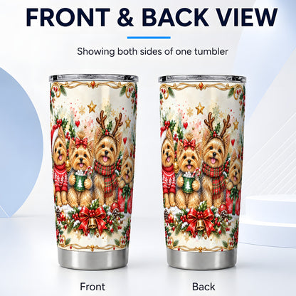 #pl[20oz|Steel] Christmas Yorkie Tumbler 20oz, Winter Puppy Stainless Steel Travel Cup