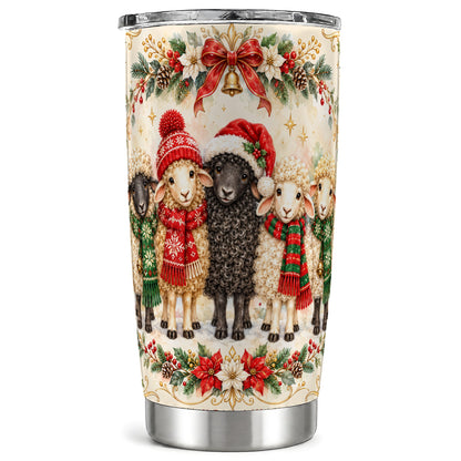Christmas Sheep Tumbler 20oz, Farmhouse Lamb Stainless Steel Travel Cup