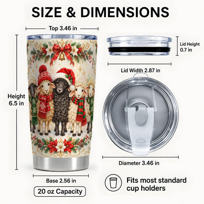 #pl[20oz|Steel] Christmas Sheep Tumbler 20oz, Farmhouse Lamb Stainless Steel Travel Cup