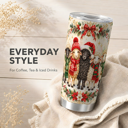Christmas Sheep Tumbler 20oz, Farmhouse Lamb Stainless Steel Travel Cup