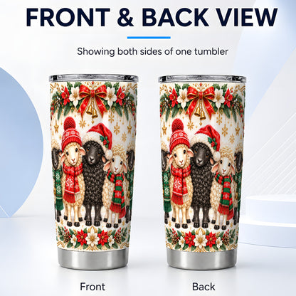 #pl[20oz|Steel] Christmas Sheep Tumbler 20oz, Santa Lamb Stainless Steel Travel Cup