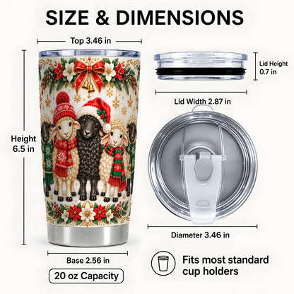 #pl[20oz|Steel] Christmas Sheep Tumbler 20oz, Santa Lamb Stainless Steel Travel Cup