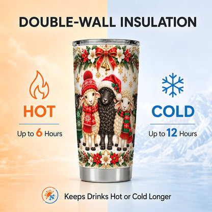 Christmas Sheep Tumbler 20oz, Santa Lamb Stainless Steel Travel Cup