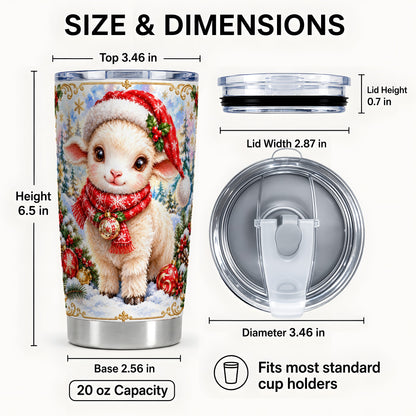 #pl[20oz|Steel] Christmas Lamb Tumbler 20oz, Santa Sheep Stainless Steel Travel Cup