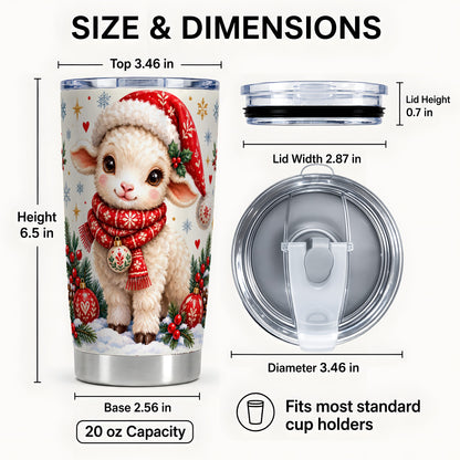 #pl[20oz|Steel] Cute Christmas Sheep Tumbler 20oz, Santa Lamb Stainless Travel Cup