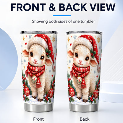 #pl[20oz|Steel] Cute Christmas Sheep Tumbler 20oz, Santa Lamb Stainless Travel Cup