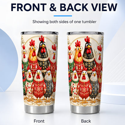 #pl[20oz|Steel] Jeweled Christmas Chickens Tumbler 20oz, Holiday Stainless Travel Cup