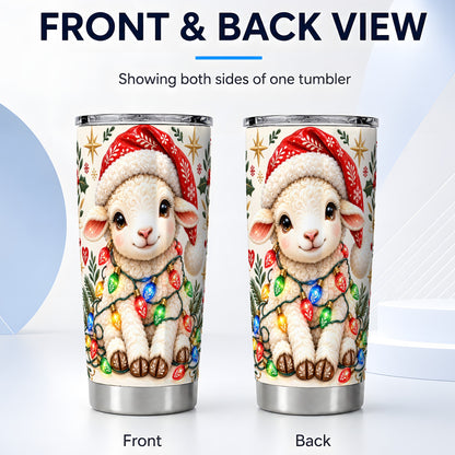 #pl[20oz|Steel] Christmas Sheep Tumbler 20oz, Festive Lamb Stainless Steel Travel Cup
