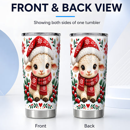 #pl[20oz|Steel] Christmas Lamb Tumbler 20oz, Cute Sheep Stainless Steel Travel Cup