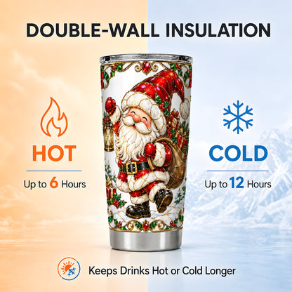 Santa Claus Tumbler 20oz, Christmas Tumbler, Stainless Steel Travel Cup