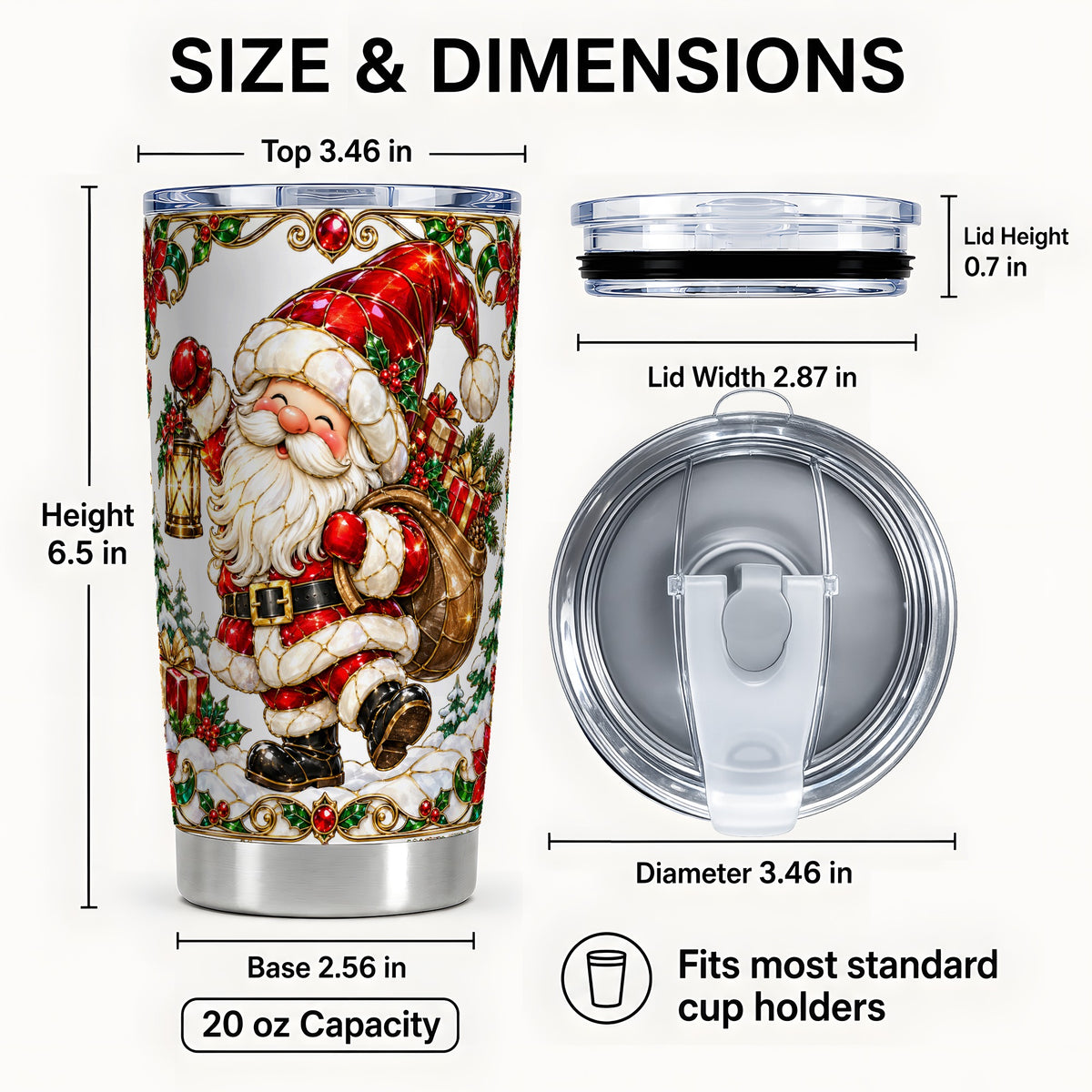 #pl[20oz|Steel] Santa Claus Tumbler 20oz, Christmas Tumbler, Stainless Steel Travel Cup