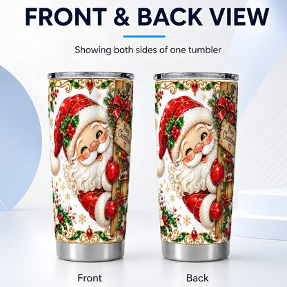 #pl[20oz|Steel] Peeking Santa Tumbler 20oz, Christmas Tumbler, Stainless Steel Travel Cup