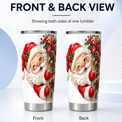 #pl[20oz|Steel] Rustic Santa Tumbler 20oz, Christmas Tumbler, Stainless Steel Travel Cup