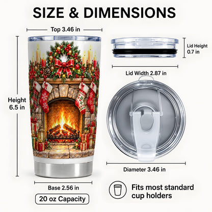 #pl[20oz|Steel] Cozy Fireplace Tumbler 20oz, Christmas Tumbler, Stainless Steel Travel Cup