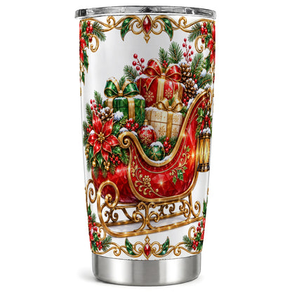 Christmas Sleigh Tumbler 20oz, Holiday Tumbler, Stainless Steel Travel Cup