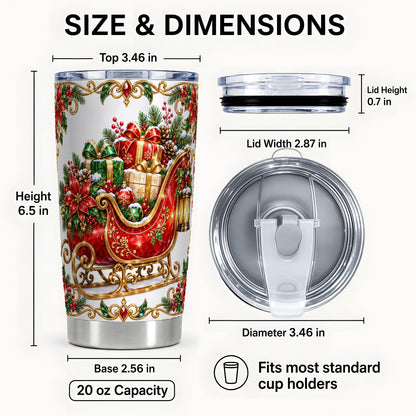 #pl[20oz|Steel] Christmas Sleigh Tumbler 20oz, Holiday Tumbler, Stainless Steel Travel Cup