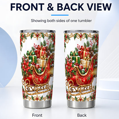#pl[20oz|Steel] Christmas Sleigh Tumbler 20oz, Holiday Tumbler, Stainless Steel Travel Cup