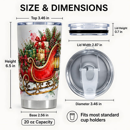#pl[20oz|Steel] Vintage Sleigh Tumbler 20oz, Christmas Tumbler, Stainless Steel Travel Cup