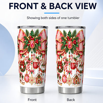 #pl[20oz|Steel] Christmas Bow Tumbler 20oz, Ornament Tumbler, Stainless Steel Travel Cup