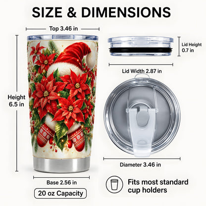 #pl[20oz|Steel] Christmas Poinsettia Tumbler 20oz, Santa Hat Stainless Steel Travel Cup