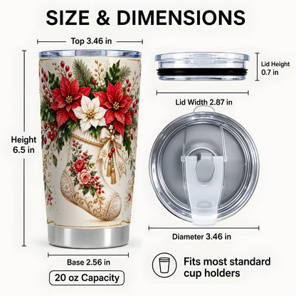 #pl[20oz|Steel] Christmas Stocking Tumbler 20oz, Vintage Floral Stainless Steel Travel Cup