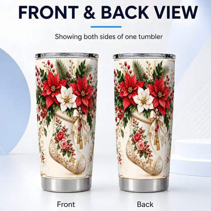 #pl[20oz|Steel] Christmas Stocking Tumbler 20oz, Vintage Floral Stainless Steel Travel Cup