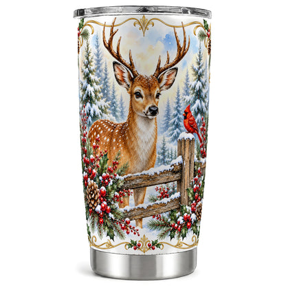 Christmas Buck Tumbler 20oz, Deer Stainless Steel Travel Cup