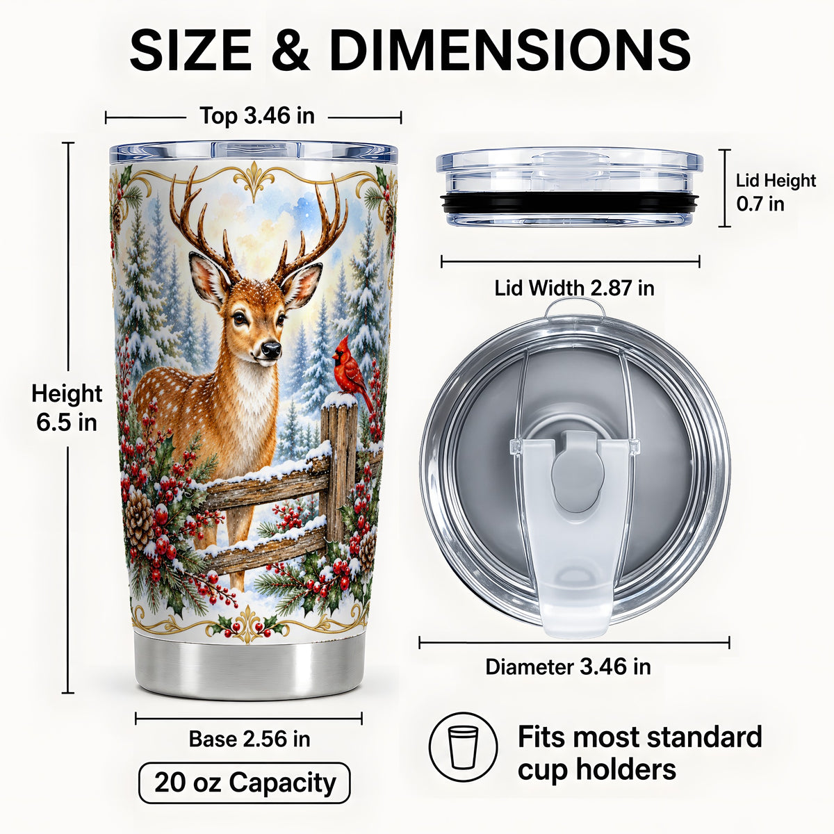 #pl[20oz|Steel] Christmas Buck Tumbler 20oz, Deer Stainless Steel Travel Cup