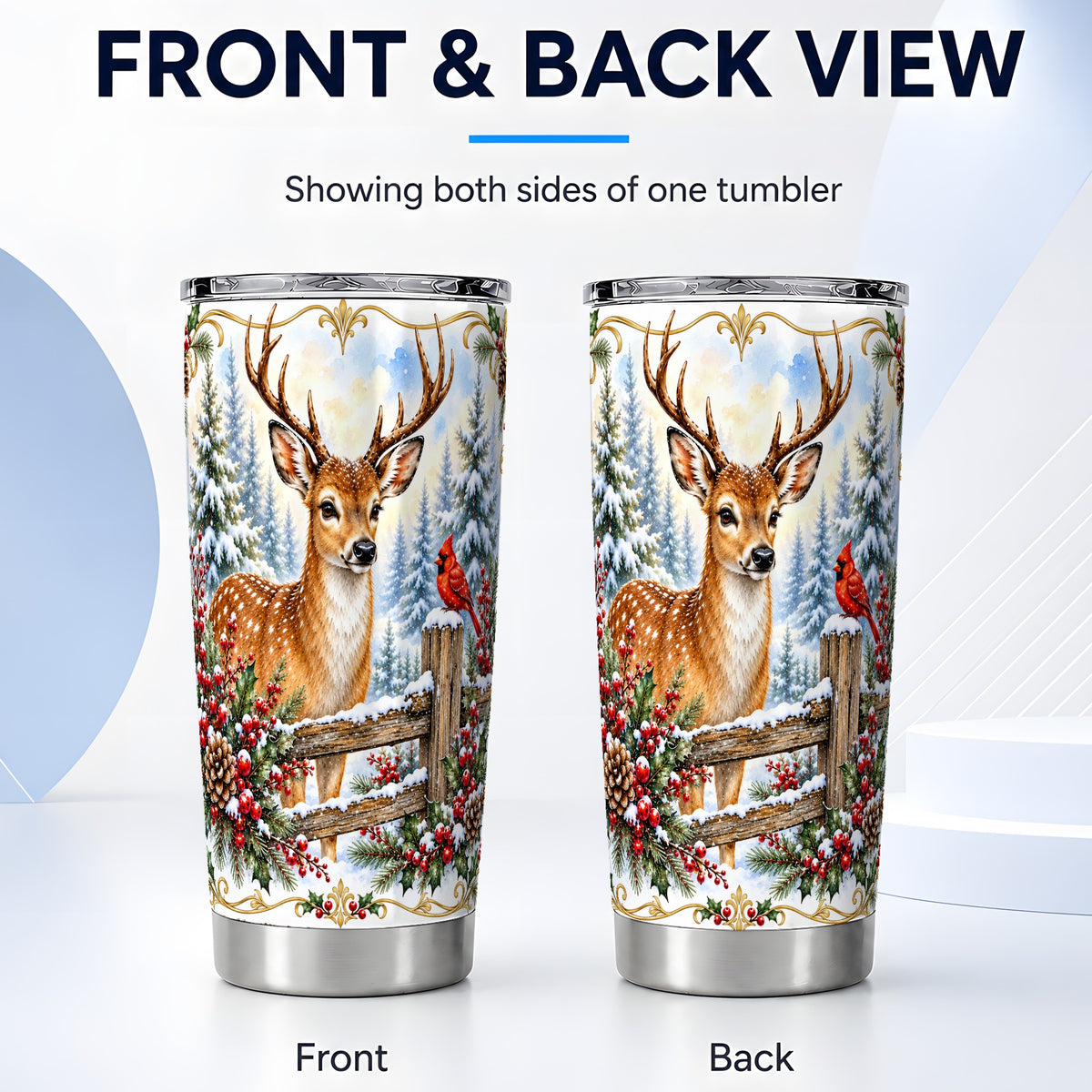 #pl[20oz|Steel] Christmas Buck Tumbler 20oz, Deer Stainless Steel Travel Cup