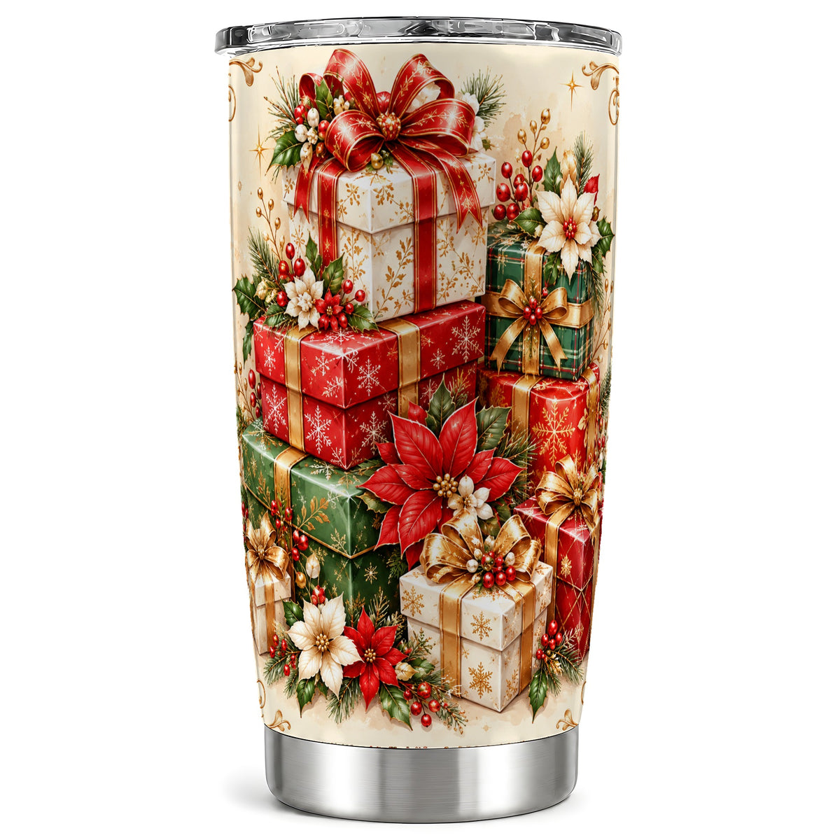 Christmas Presents 20oz Tumbler, Festive Stainless Steel Travel Cup