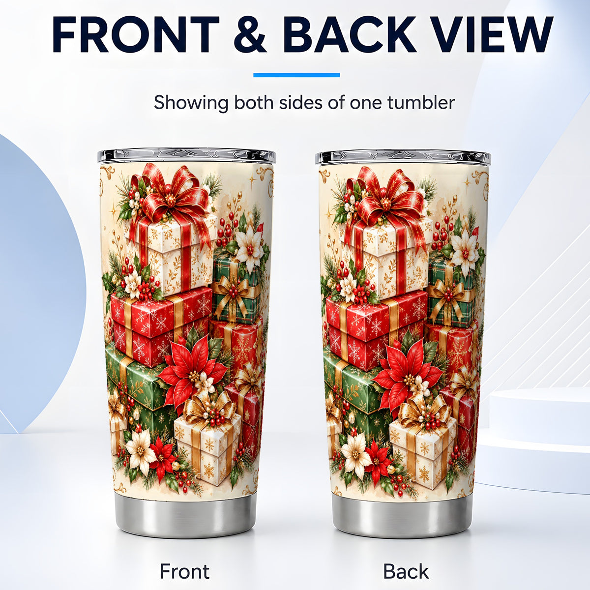 #pl[20oz|Steel] Christmas Presents 20oz Tumbler, Festive Stainless Steel Travel Cup