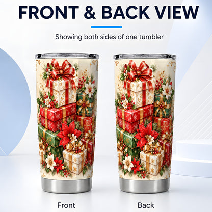 #pl[20oz|Steel] Christmas Presents 20oz Tumbler, Festive Stainless Steel Travel Cup