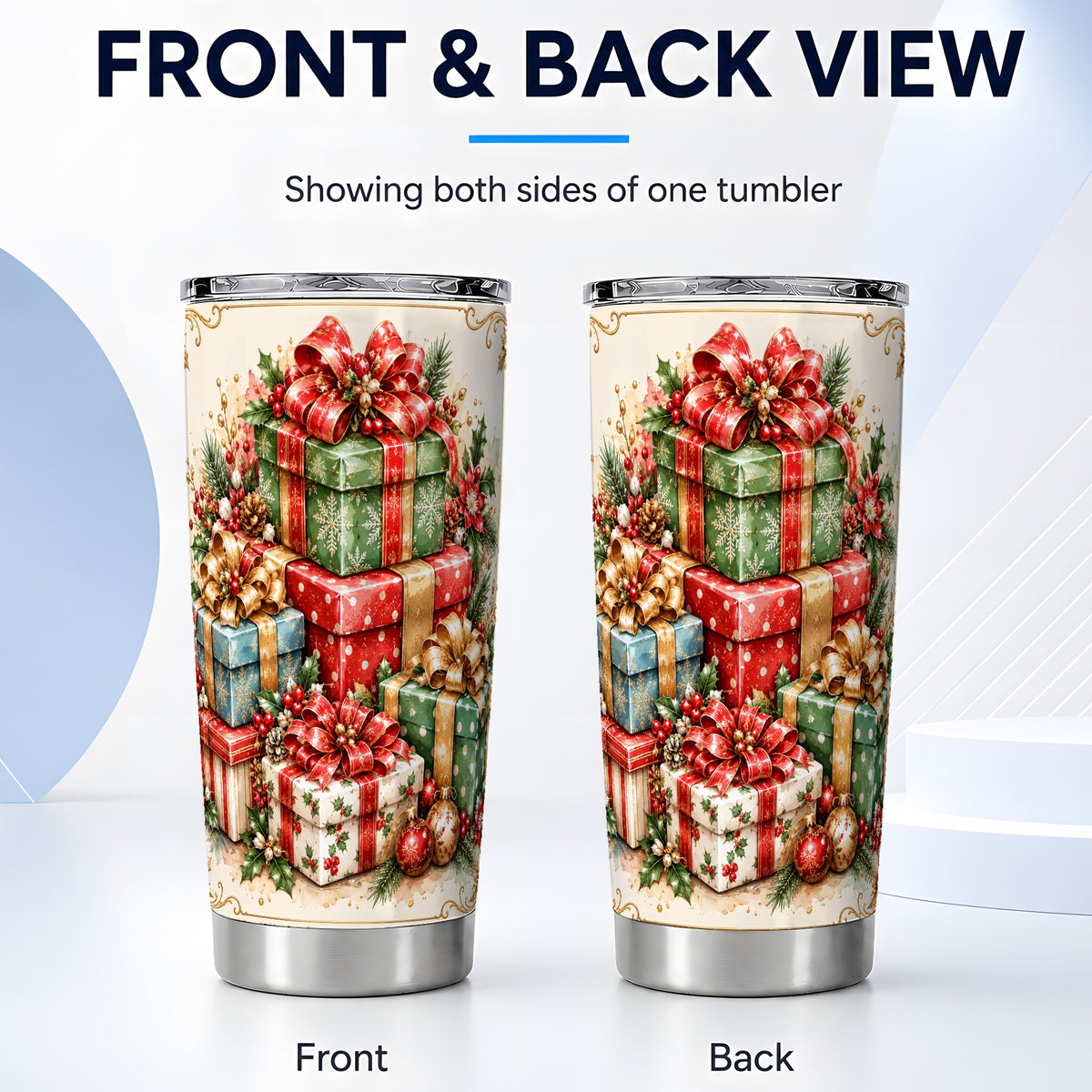 #pl[20oz|Steel] Vintage Christmas Presents 20oz Tumbler, Stainless Steel Travel Cup