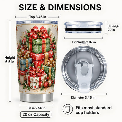 #pl[20oz|Steel] Vintage Christmas Presents 20oz Tumbler, Stainless Steel Travel Cup