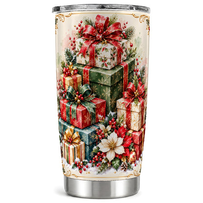 Christmas Presents 20oz Tumbler, Festive Stainless Steel Travel Cup