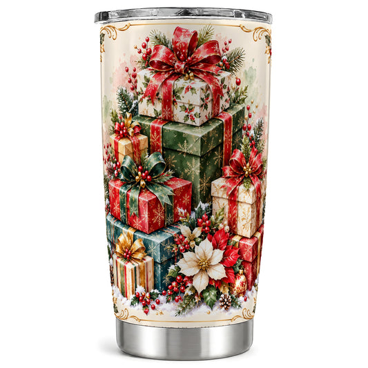 Christmas Presents 20oz Tumbler, Festive Stainless Steel Travel Cup