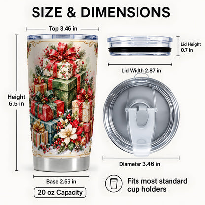 #pl[20oz|Steel] Christmas Presents 20oz Tumbler, Festive Stainless Steel Travel Cup