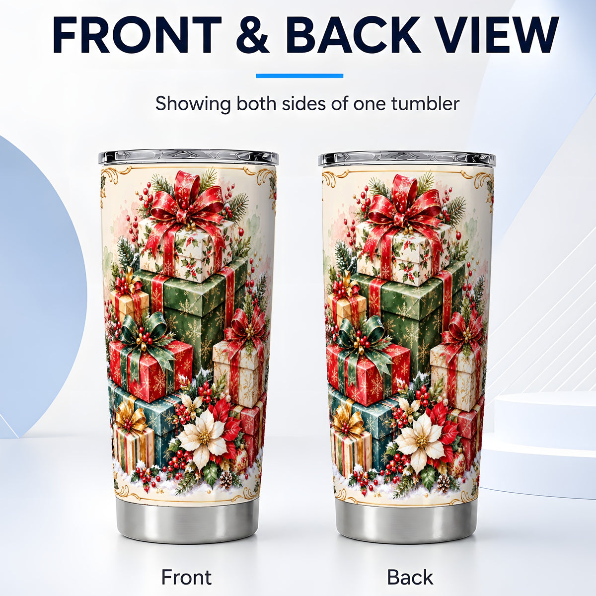 #pl[20oz|Steel] Christmas Presents 20oz Tumbler, Festive Stainless Steel Travel Cup