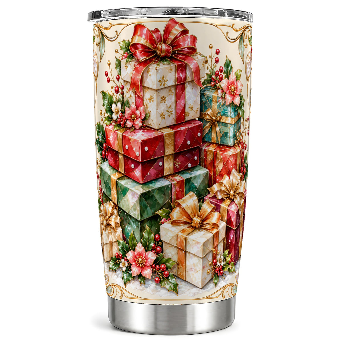 Faceted Christmas Gifts 20oz Tumbler, Holiday Stainless Steel Travel Cup