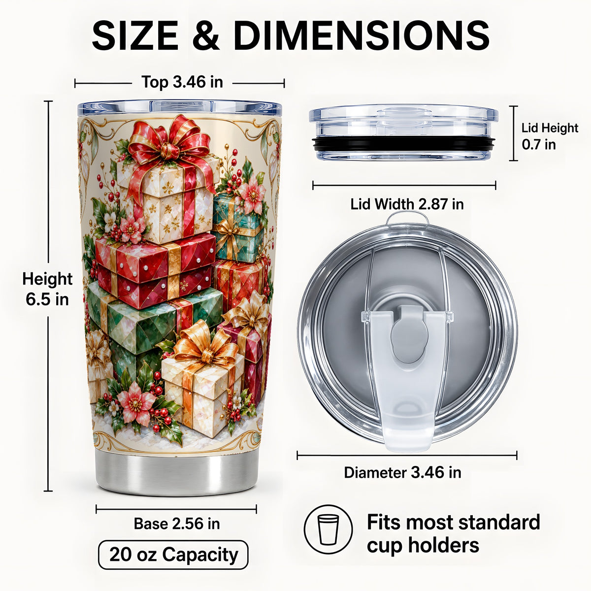 #pl[20oz|Steel] Faceted Christmas Gifts 20oz Tumbler, Holiday Stainless Steel Travel Cup