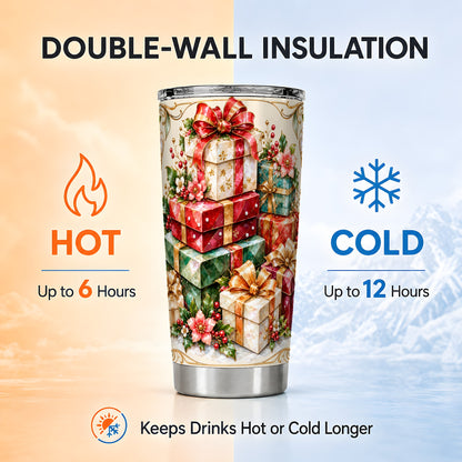 Faceted Christmas Gifts 20oz Tumbler, Holiday Stainless Steel Travel Cup