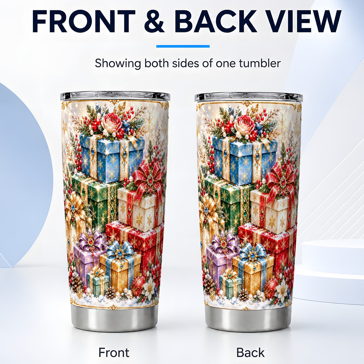 #pl[20oz|Steel] Sparkling Christmas 20oz Tumbler, Snowflake Stainless Steel Travel Cup