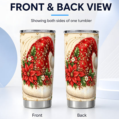 #pl[20oz|Steel] Santa Hat Floral 20oz Tumbler, Christmas Stainless Steel Travel Cup