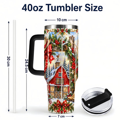 #pl[40oz|Black] Ornate Western Christmas 40oz Tumbler with Handle, Cowboy Holiday