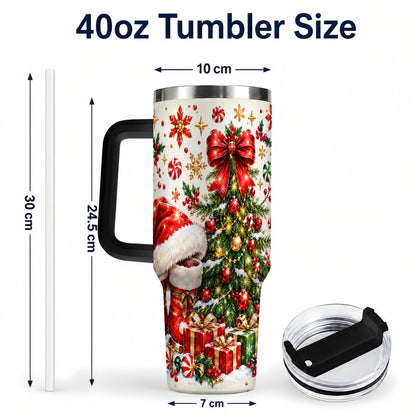 #pl[40oz|Black] Christmas Tree 40oz Tumbler with Handle, Santa Boots Holiday Design