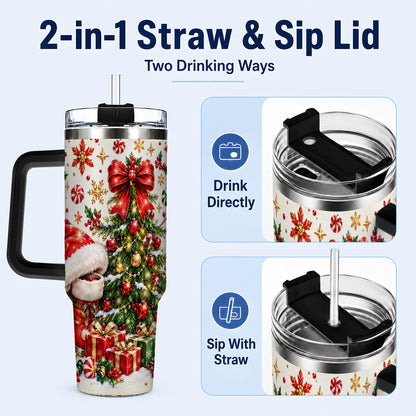 #pl[40oz|Black] Christmas Tree 40oz Tumbler with Handle, Santa Boots Holiday Design