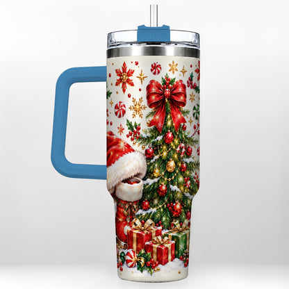 #pl[40oz|Blue] Christmas Tree 40oz Tumbler with Handle, Santa Boots Holiday Design